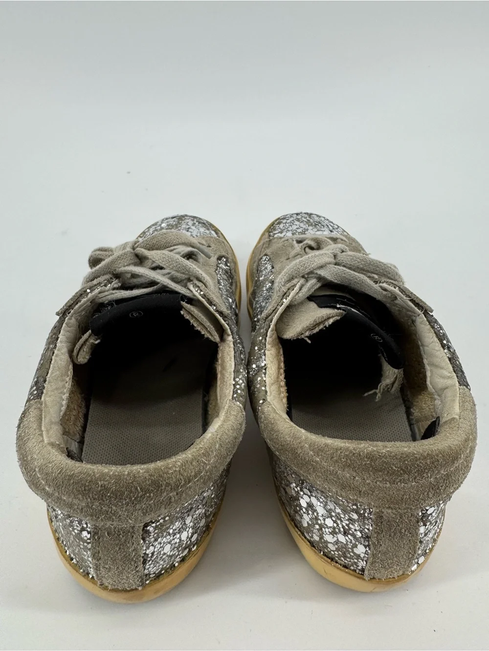 Kids Golden Goose Sparkle Lace-Up Sneaker in Silver Glitter Sequins